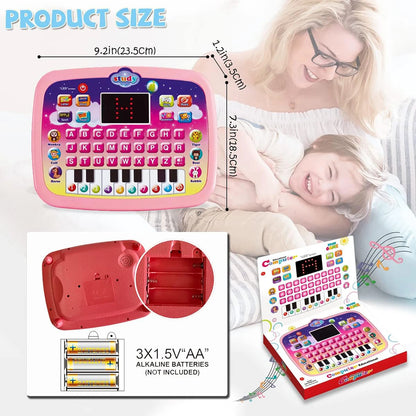 Kinder Tablet, pädagogisches Lernpad mit LED-Bildschirm, frühe Entwicklung Interaktives elektronisches Spielzeug für Jungen und Mädchen